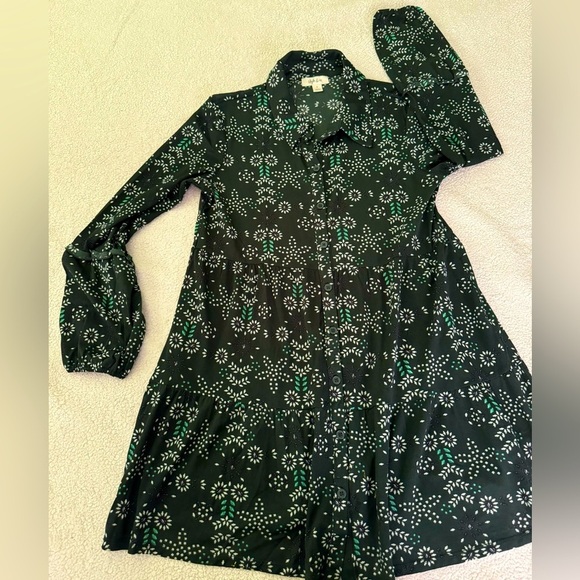 NWOT Macys Style & Co. Small Green Floral Button front tiered mesh peplum hem - Picture 3 of 11
